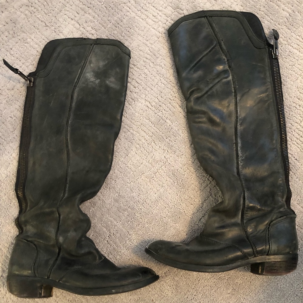 Steve Madden black knee-high boots with zipper